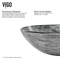Glass Round Vessel Bathroom Sink in Titanium Gray with Linus Faucet and Pop-Up Drain in Brushed Nickel