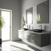 Glass Rectangular Vessel Bathroom Sink in Turquoise Blue with Duris Faucet and Pop-Up Drain in Brushed Nickel