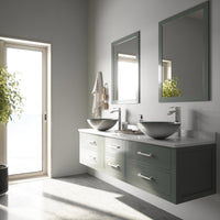 Glass Round Vessel Bathroom Sink in Silver with Duris Faucet and Pop-Up Drain in Chrome