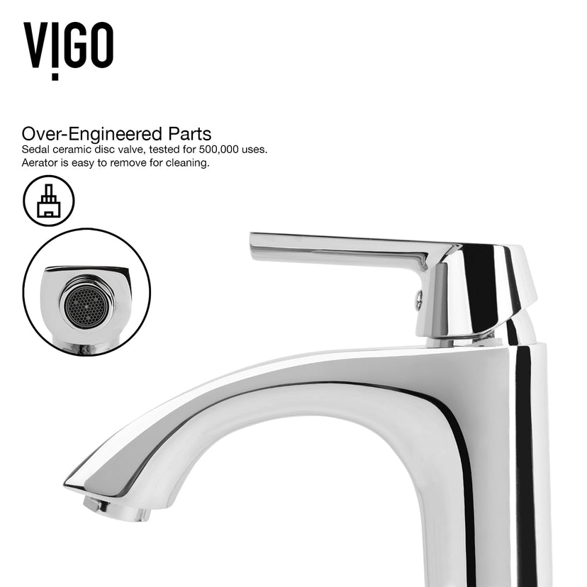 Glass Round Vessel Bathroom Sink in Silver with Linus Faucet and Pop-Up Drain in Chrome