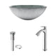 Glass Round Vessel Bathroom Sink in Silver with Linus Faucet and Pop-Up Drain in Chrome