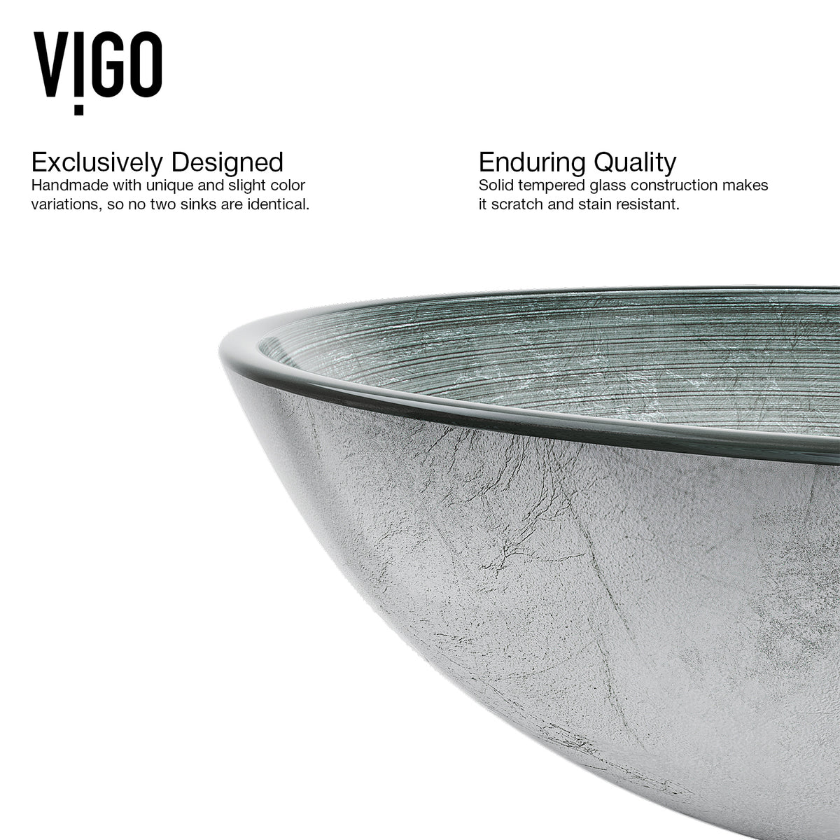 Glass Round Vessel Bathroom Sink in Silver with Linus Faucet and Pop-Up Drain in Chrome