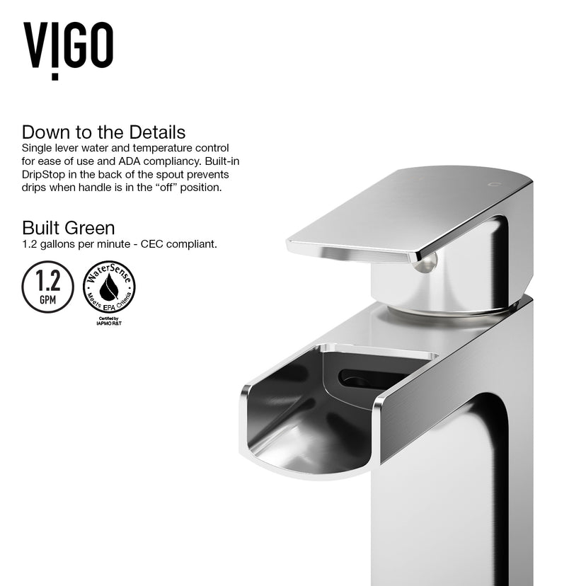 Matte Stone Hibiscus Composite Square Vessel Bathroom Sink in White with Amada Faucet and Pop-Up Drain in Chrome