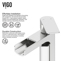 Matte Stone Hibiscus Composite Square Vessel Bathroom Sink in White with Amada Faucet and Pop-Up Drain in Chrome