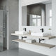 Matte Stone Magnolia Composite Rectangular Vessel Bathroom Sink in White with Faucet and Pop-Up Drain in Matte Black