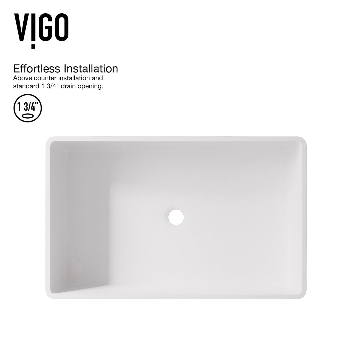Matte Stone Magnolia Composite Rectangular Vessel Bathroom Sink in White with Faucet and Pop-Up Drain in Matte Black
