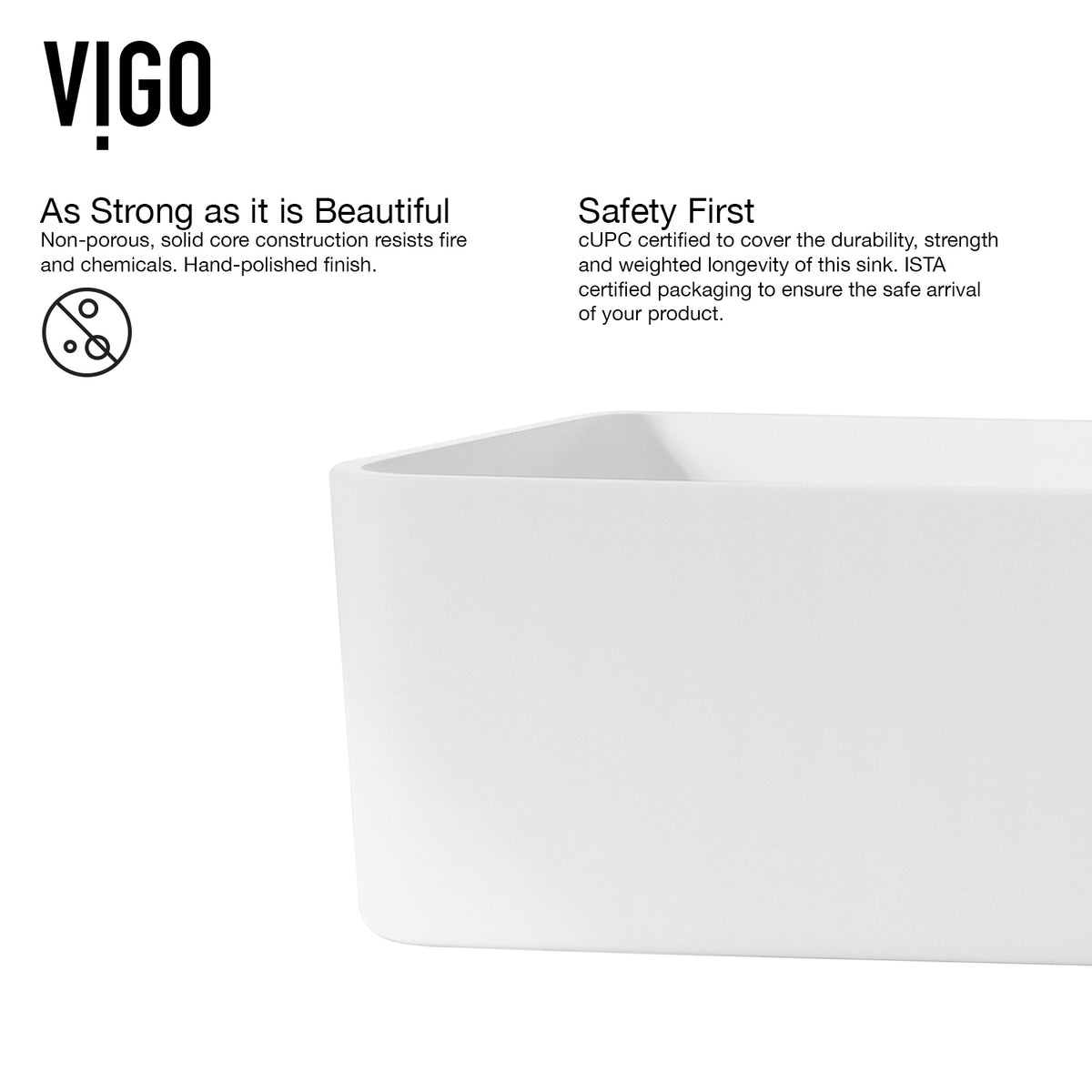 Matte Stone Jasmine Composite Rectangular Vessel Bathroom Sink in White with Faucet and Pop-Up Drain in Matte Black