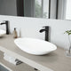 Matte Stone Wisteria Composite Oval Vessel Bathroom Sink in White with Niko Faucet and Pop-Up Drain in Matte Black