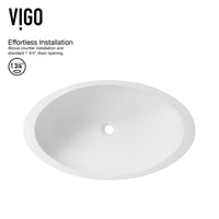 Matte Stone Wisteria Composite Oval Vessel Bathroom Sink in White with Niko Faucet and Pop-Up Drain in Matte Black